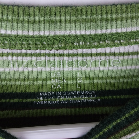 Liz Claiborne Sz L Striped Long Sleeve Shirt - Picture 2 of 3